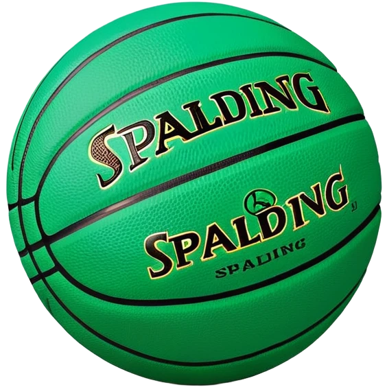 minimalist green Spalding basketball with simple NBA logo, few colorful accent lines, clean design emoji