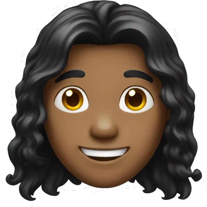 black long hair happy boy emoji