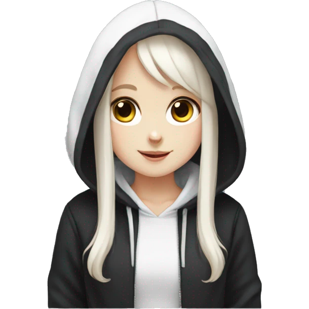 white lop ear rabbit girl wearing black hoodie emoji