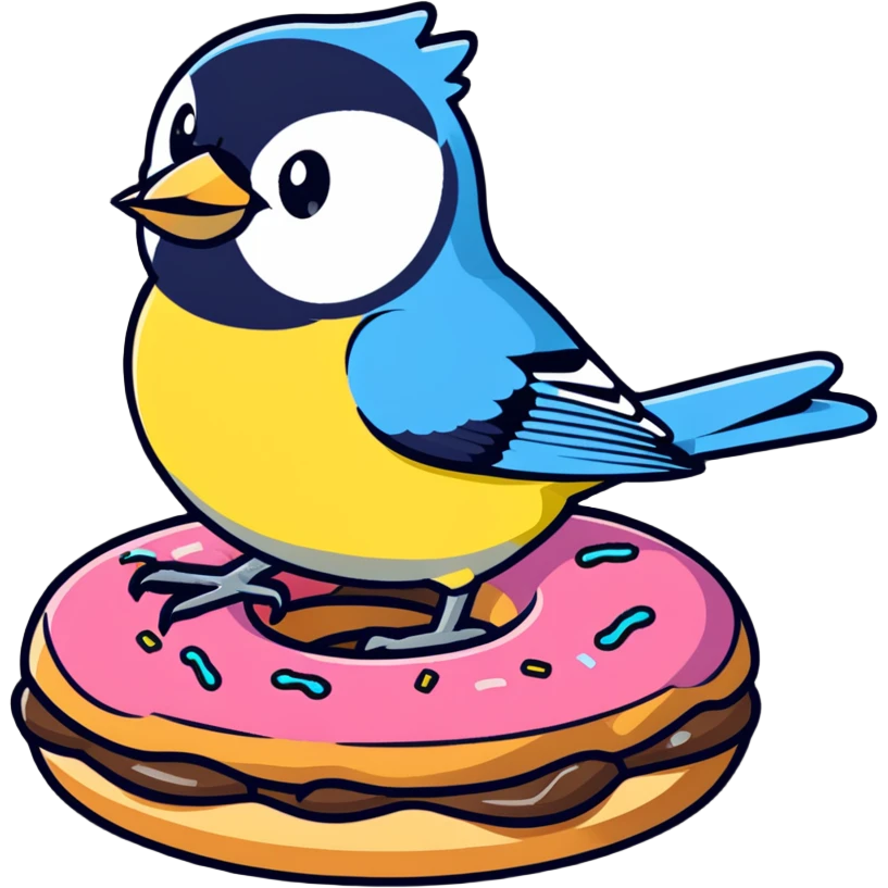 great tit bird on a donut emoji