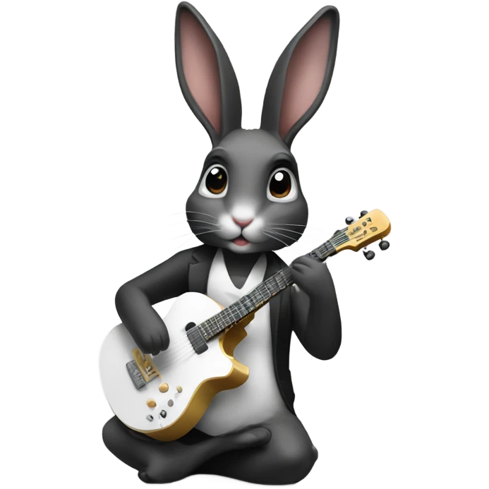 Black and white Rabbit playing music  emoji