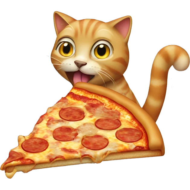 Cat eating pizza emoji