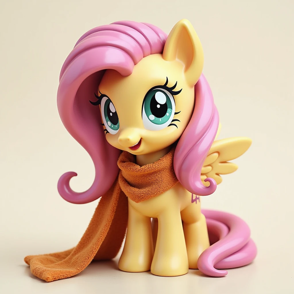 Fluttershy in a realistic style wearing a scarf, no background, transparent emoji