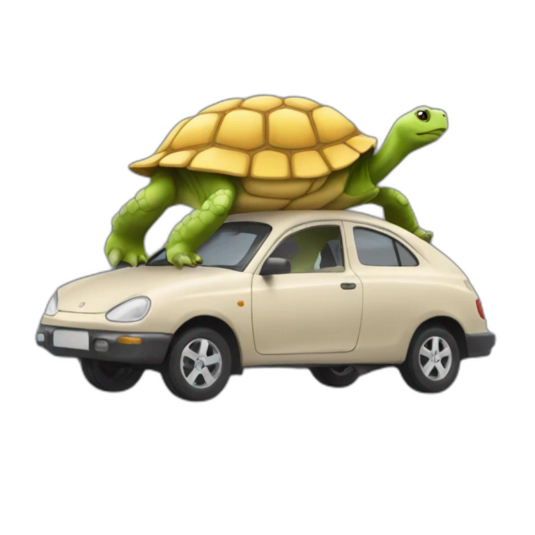 Voiture sur une tortue emoji