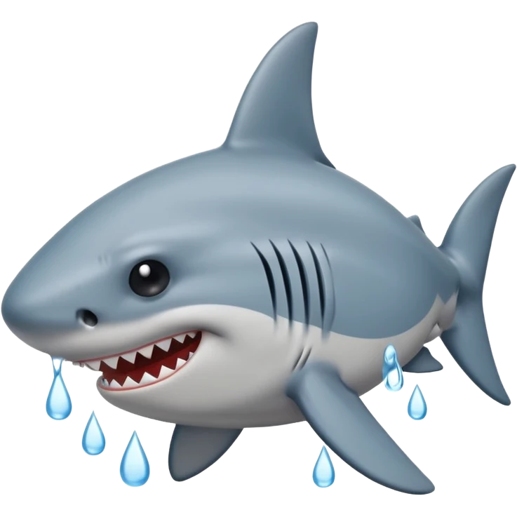 Crying shark with tears streaming down his face emoji