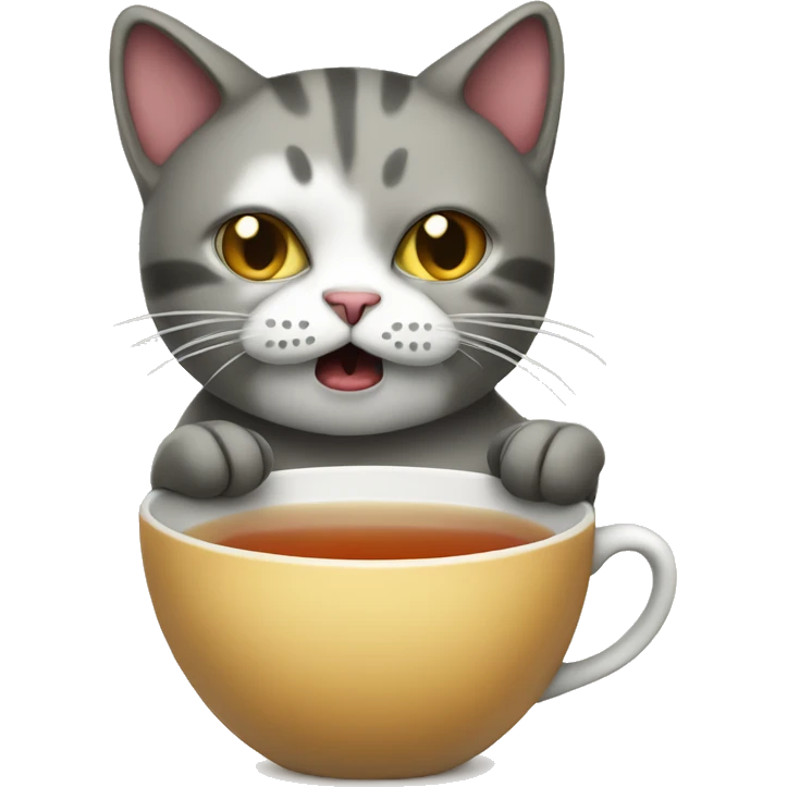 SICK CAT with a cup of tea emoji