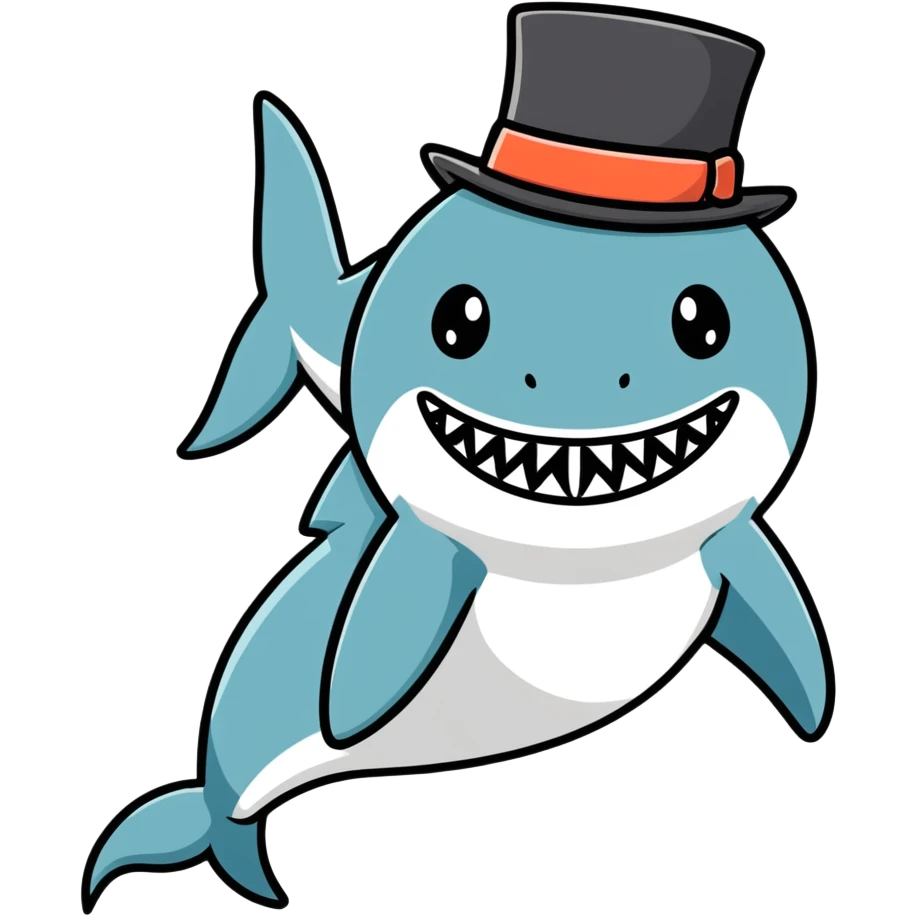Shark with a top hat emoji