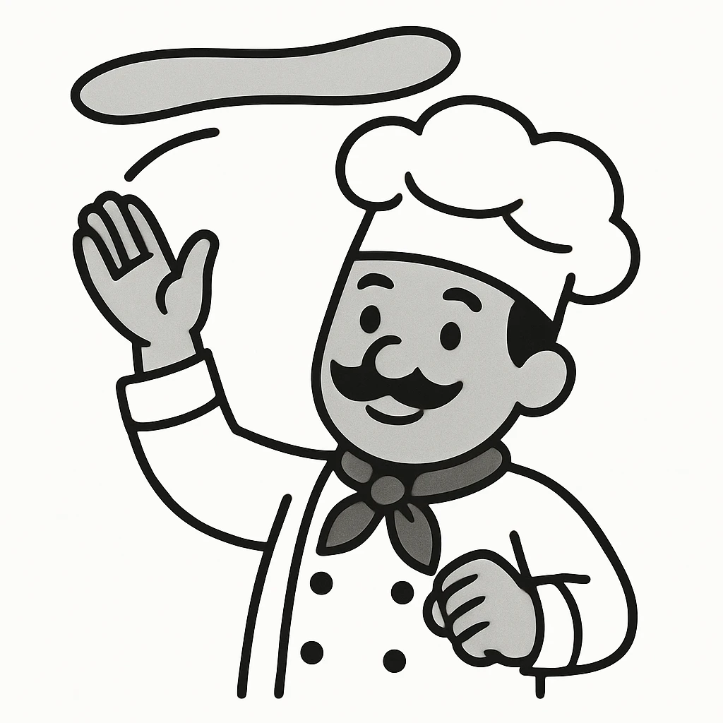 smiling Italian chef spinning pizza dough emoji