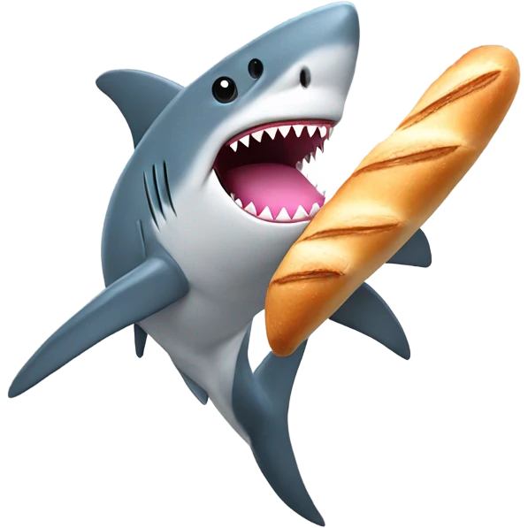 Shark with pink beret and baguette  emoji