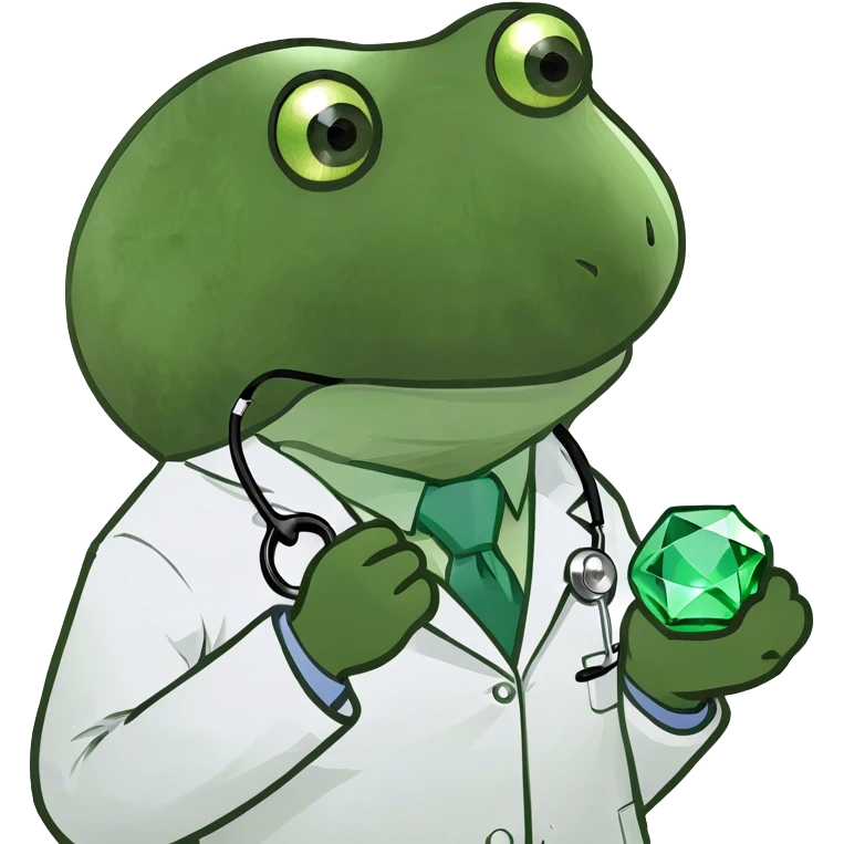 doctor bufo holding a green gem emoji