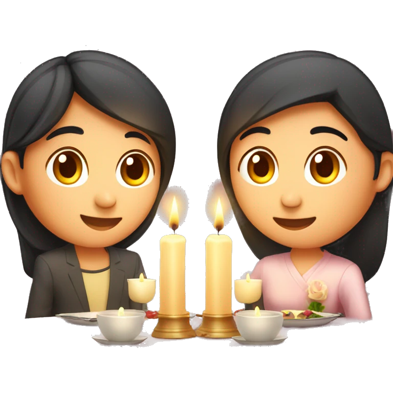 romantic candle light dinner for asian couple emoji