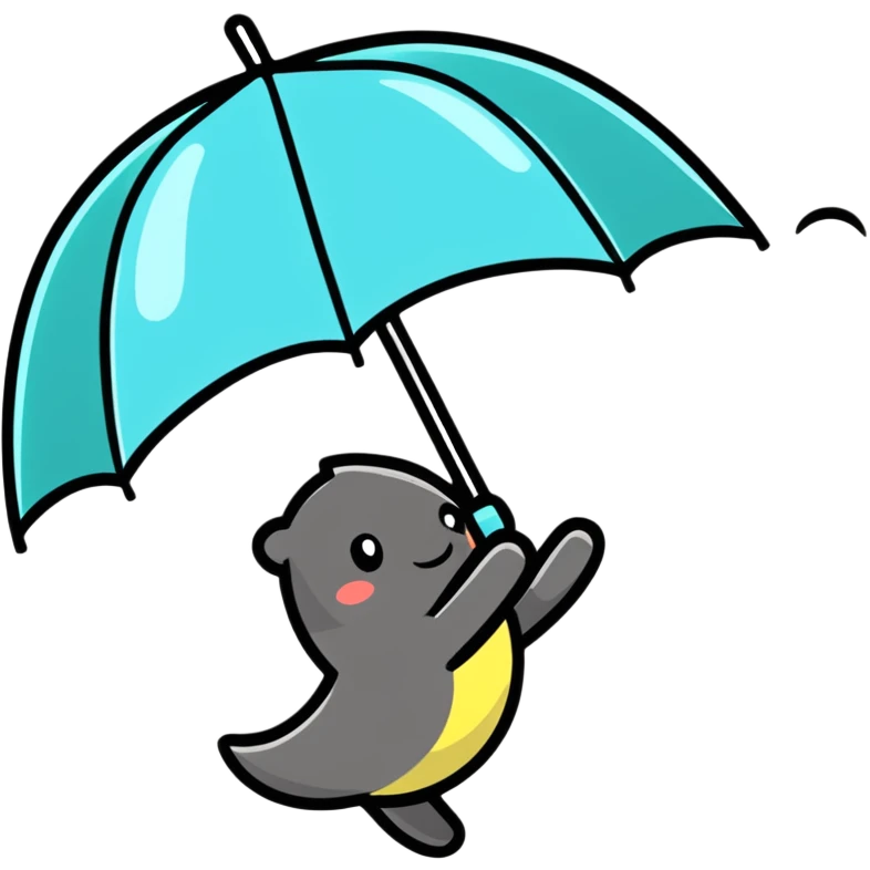 character flying through umbrella emoji