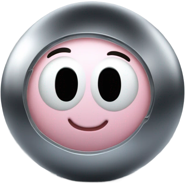 Metal cute black eyes Kirby ball driving on 4 car wheels emoji
