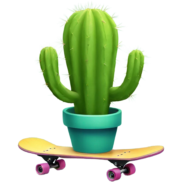 Cactus on skateboard emoji