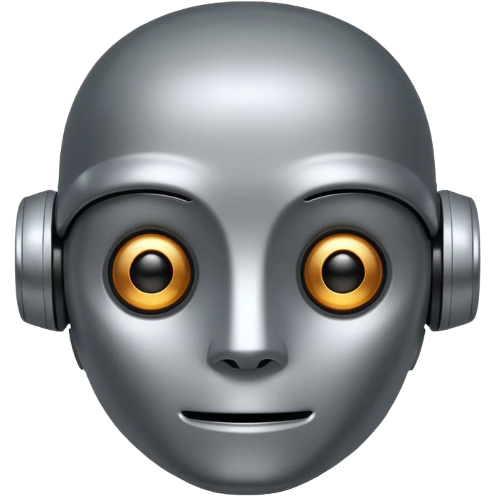 robot face with a speech bubble containing digital text or code, apple emoji style emoji