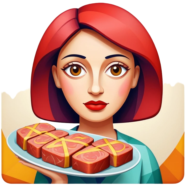 picasso art woman with SPAM MEAT Landscape  emoji