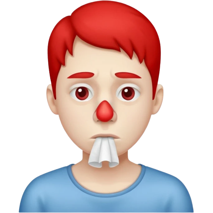 sick person with tissue on nose, fever and red nose. emoji