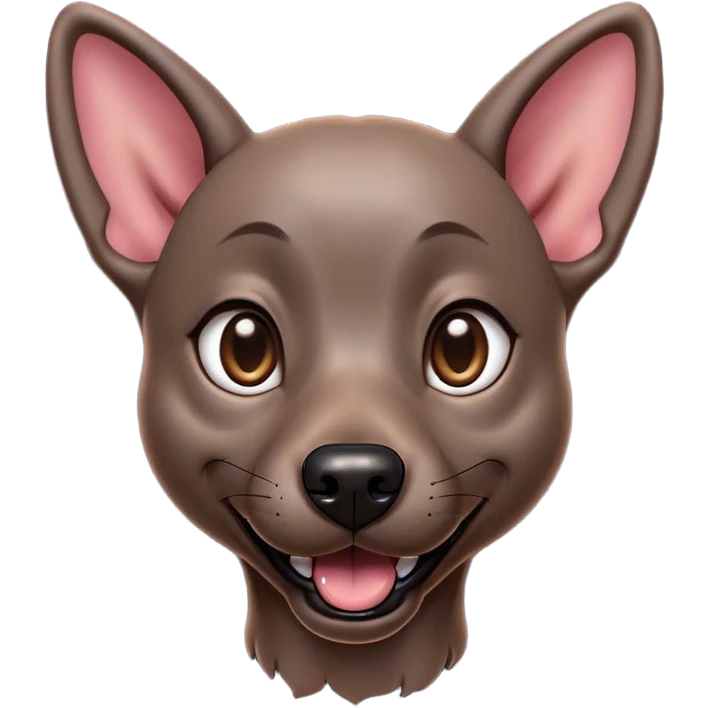 Cinematic Comical Xoloitzcuintle dog Portrait Emoji, Head tilted dramatically with an exaggeratedly amused expression, featuring smooth, hairless ebony skin with pronounced wrinkles and wide, expressive dark eyes filled with playful disbelief, Simplified yet hilariously expressive features, highly detailed, glowing with a slightly sassy glow, high shine, dramatic yet playful, stylized with an air of cheeky mischief, bright and endearing, soft glowing outline, capturing the essence of a spirited and over-the-top companion, so meme-worthy it feels like it could side-eye its way into internet fame instantly! emoji