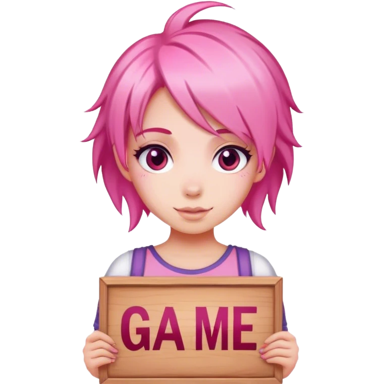 girl with pink hair sign saying Good Game emoji