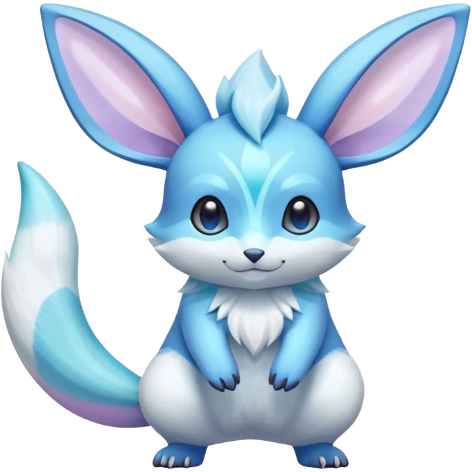 Shiny Pastel Colorful Iridescent Exotic Minccino-Aurorus-Glaceon-Fakémon-hybrid-creature (full body)  emoji