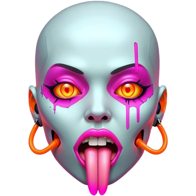 cyberpunk style neon shows tongue emoji