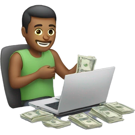 man with laptop and cash emoji