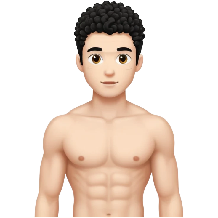 shirtless male athlete with white skin and black curly hair on top with shaved sides emoji