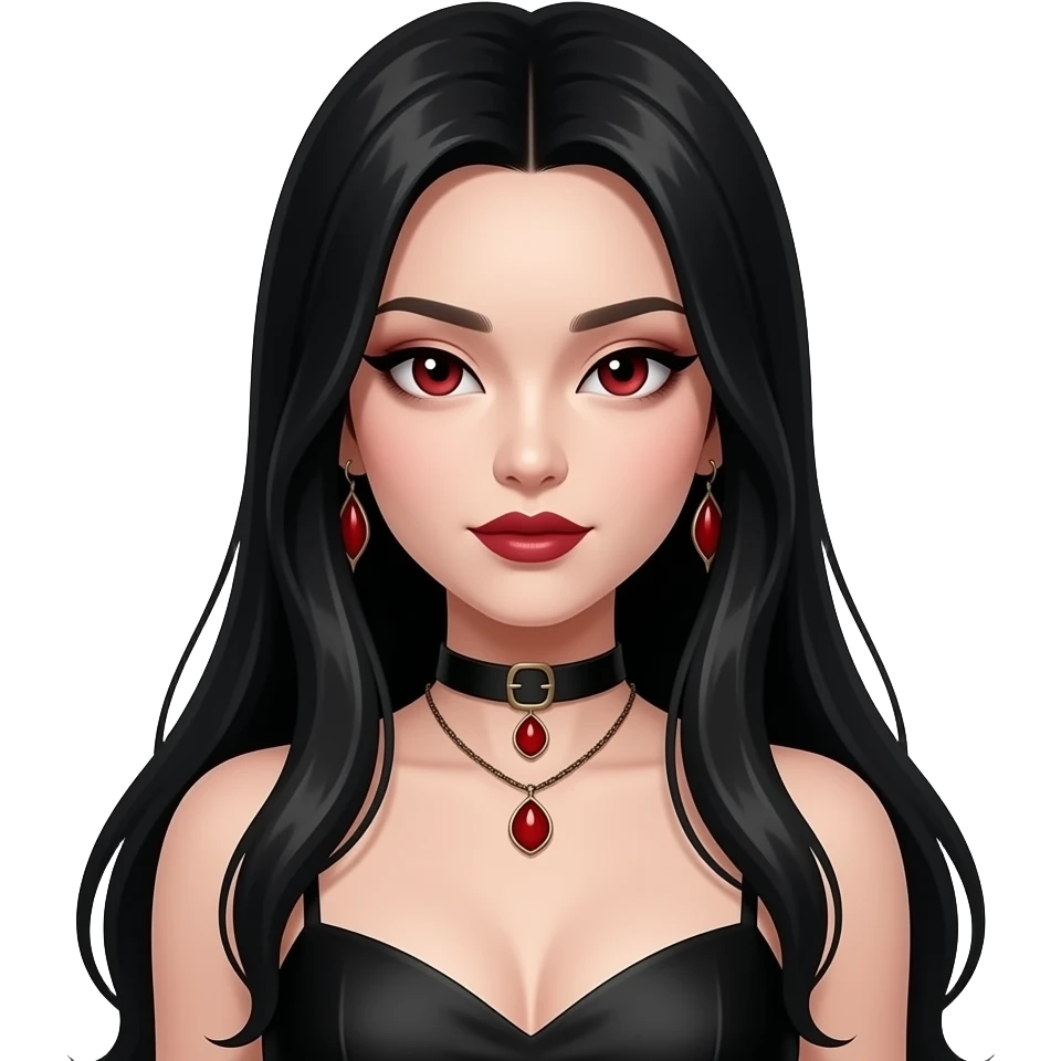 гарна азіатська жінка-вампір з чорним довгим волоссям emoji