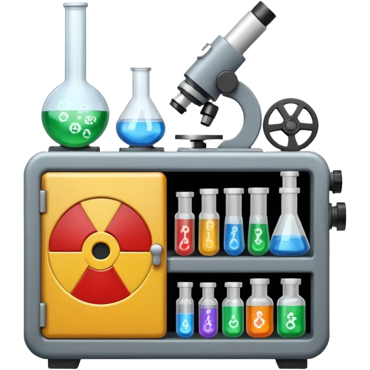 toolbox science, chemicals, mechanical gears, electronics, resistors, ic, microscope, nuclear model, radioactivity emoji