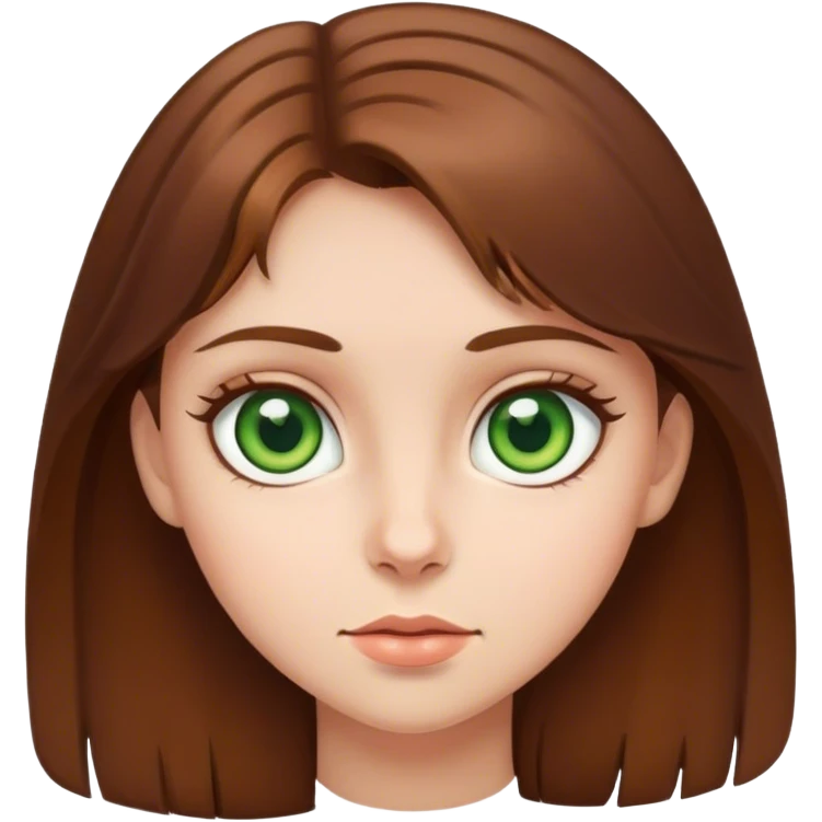 Brown haired girl with big green eyes emoji