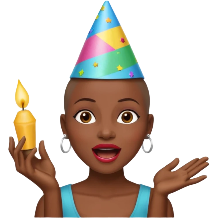 Classic mustang dark women with shaved head sing happy birthday emoji