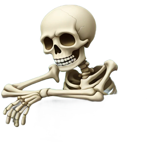 Skeleton crying on a tombstone emoji