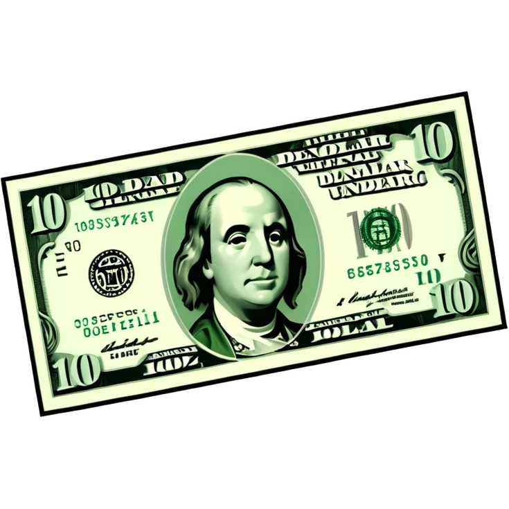 3D realistic US 100 dollar bill sticker, slight perspective, centered, clean cutout, transparent background, no text, no watermark emoji