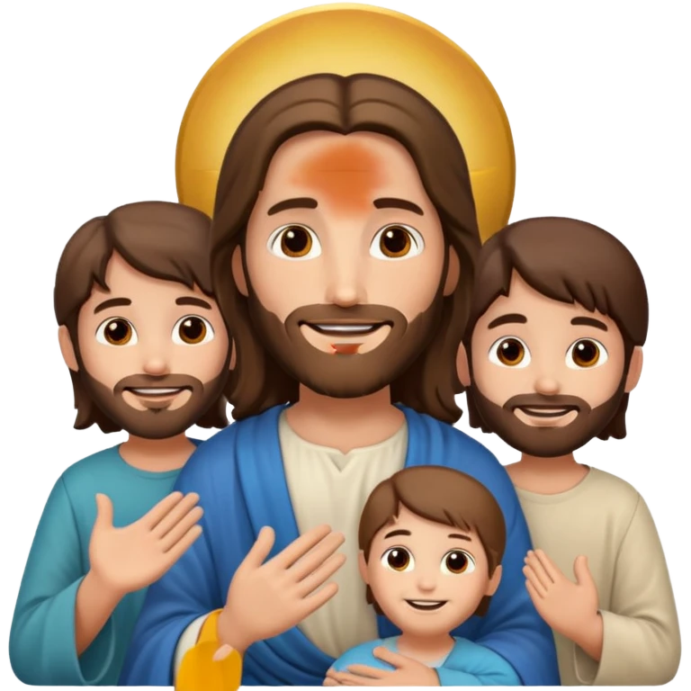 Jesus sitting with children around, welcoming expression emoji