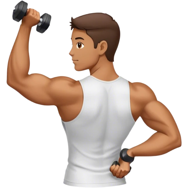 bicep side view holding a dumbbel palms-facing-away from camera emoji