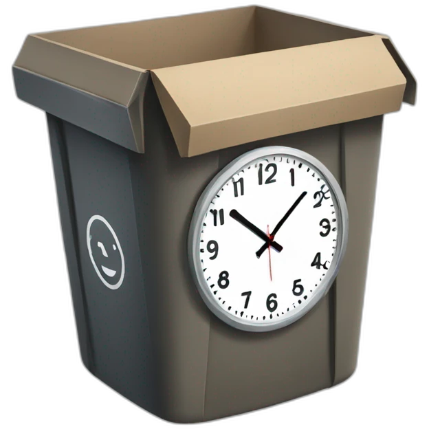 clock in a trash box emoji