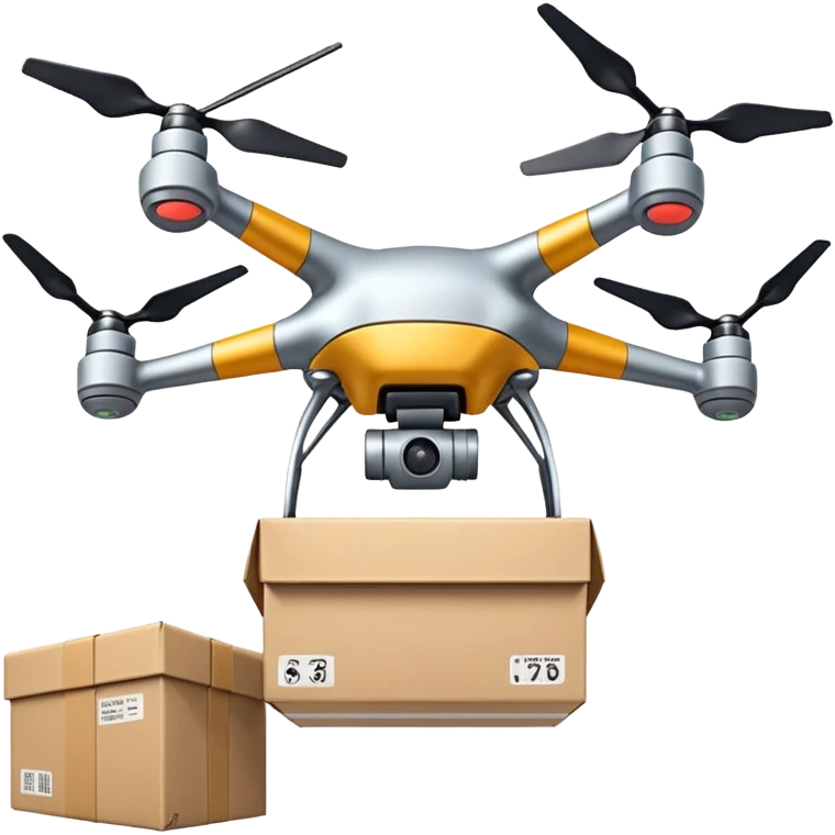 Automated drones deliver packages swiftly above streets emoji