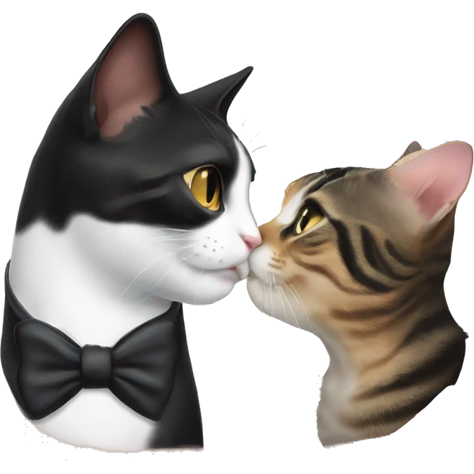 tuxedo cat kissing tabby cat emoji