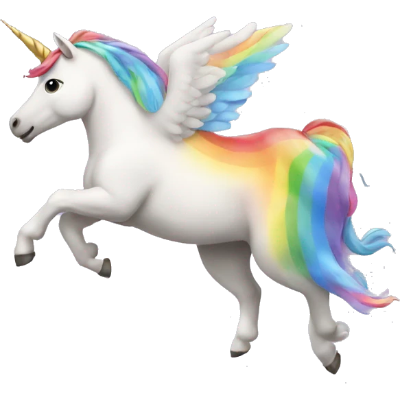 unicorn flies with rainbow emoji