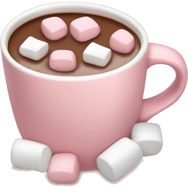 Light Pink mug of hot chocolate with marshmallows  emoji