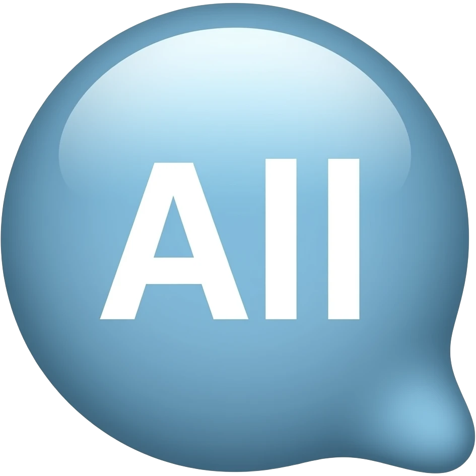 "All" in a light blue bubble font emoji
