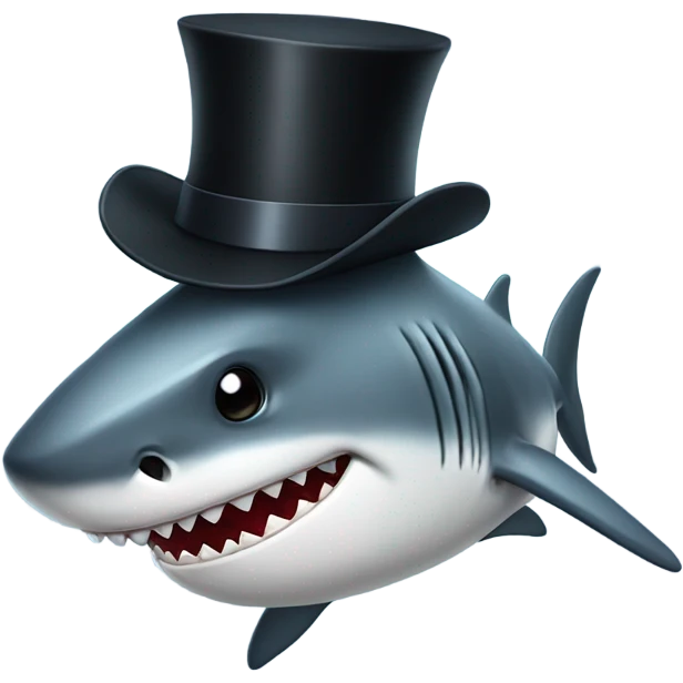 Shark with a top hat emoji