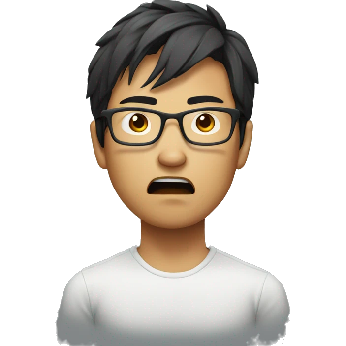 Angry Young Asian man with glasses emoji