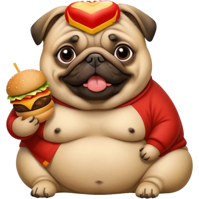 Fat pug eating MacDonalds emoji