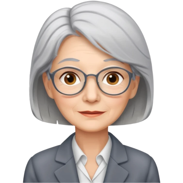 72-year-old professional woman, gray hair, office background, professional atmosphere emoji