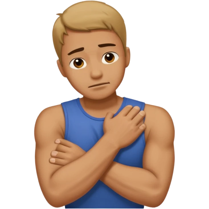 Man strangling  Himself with arms crossed over and grabbing neck tightly emoji