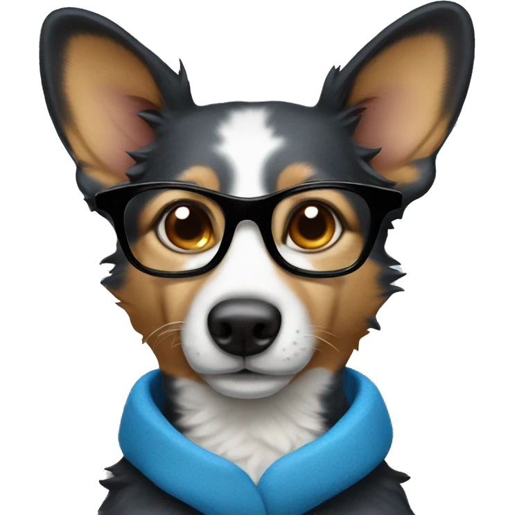 Blue healer with glasses emoji