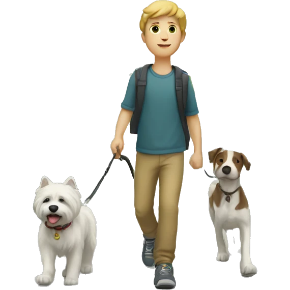 white boy walking with her dog emoji
