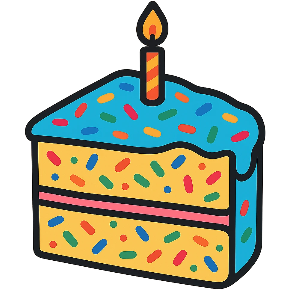 slice of funfetti birthday cake emoji