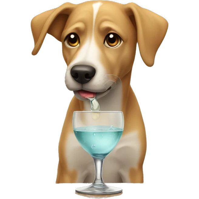 dog drinking from glass emoji